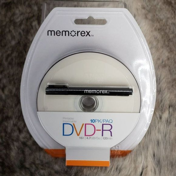 10PK Memorex Printable‎ DVD-R Blister Pack + Marker - 16x - 4.7GB - 120min - Picture 5 of 5